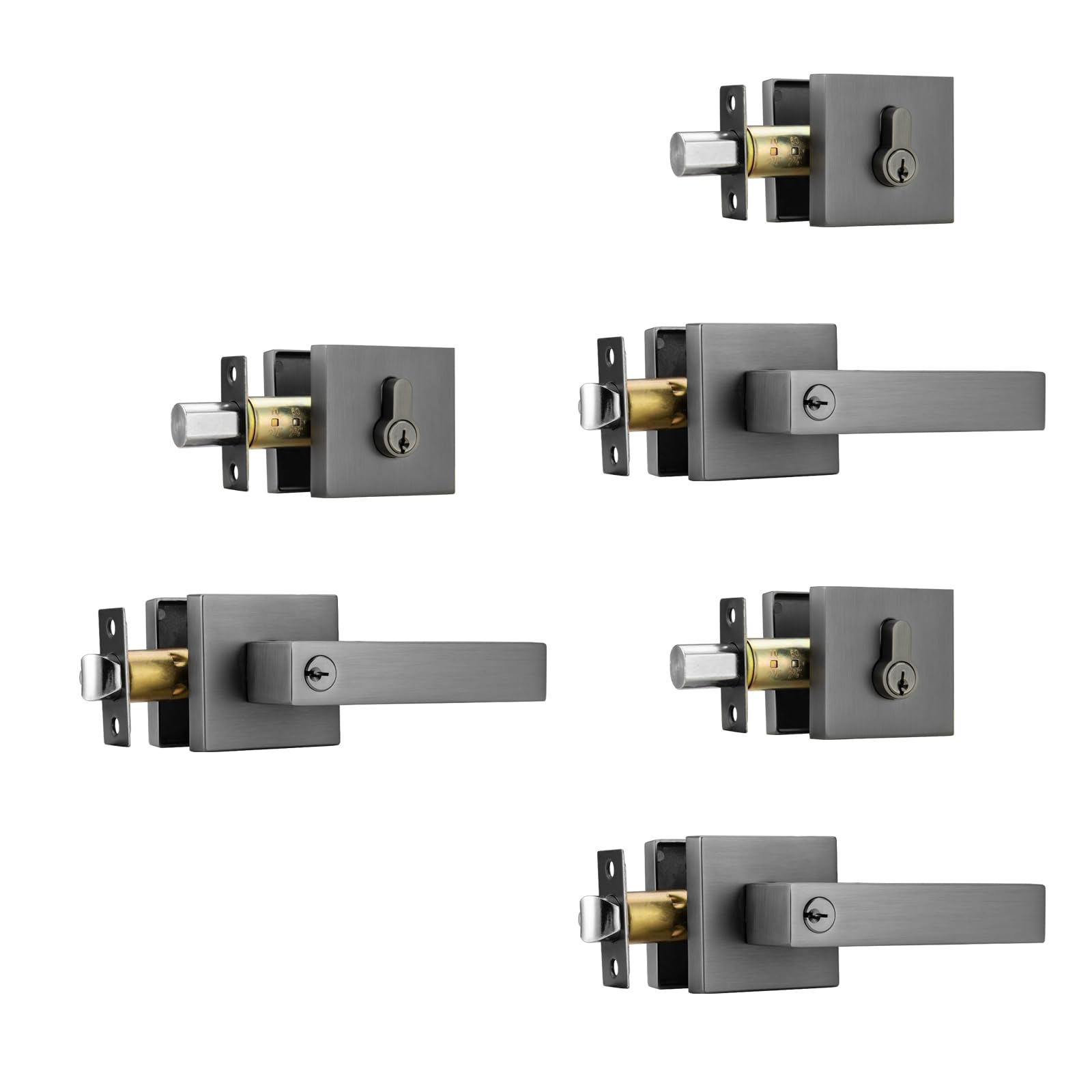 Lot De 3 Serrures à Levier De Porte Avant à Clés Identiques Avec