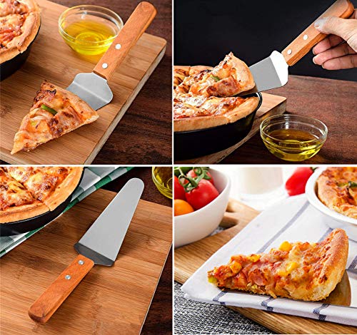 CofeLife Stainless Steel Pizza Peel with Folding Heat Proof Handle, Stainless Steel Pizza Cutter Wheel And Pizza Server with Wooden Anti-Slip Grip Handle, Pizza Peel Set for Baking Homemade Pizza - Thumbnail 4