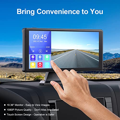 Image of Fookoo 4K RV Backup Camera System, 10.36 inch Touch Screen Monitor, HD 1080P Front Rear Side View Cameras, Recording Bluetooth MP3 MP5 Parking Lines Waterproof for RV /Trailer /Bus - D1036