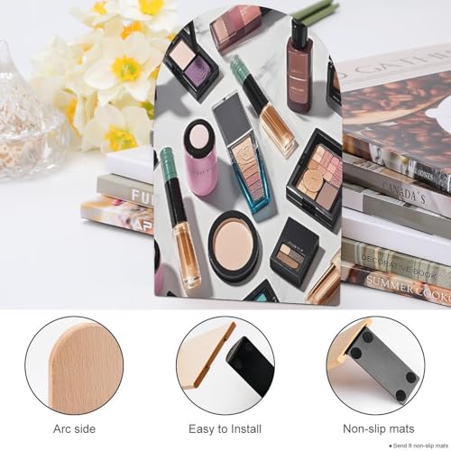 Sujetalibros de madera moderno universal con estampado decorativo de cosméticos 5
