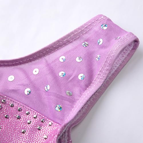 Image of HOZIY Leotards for Girls Gymnastics Kids Children Biketard Snowflake Ribbon Blue Purple Hot Pink Sparkle