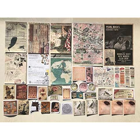 DESEACO Vintage Aesthetic Memorial Adhesive Handcrafts Washi Sticker Pack | Artsy Antique Paper Decals Supplies (Old Time Travel Crafts Material Set) Cover