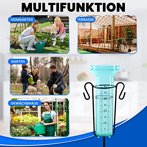 Metall-Erdspieß Set Mit Regenmesser - 4-teilig In Rot-Blau Für Garten & Terrasse