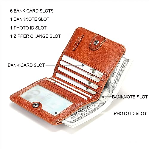 mens zipper leather rfid blocking wallet Portable mini wallet with multiple card slots for banknotes (Yellowish brown)3