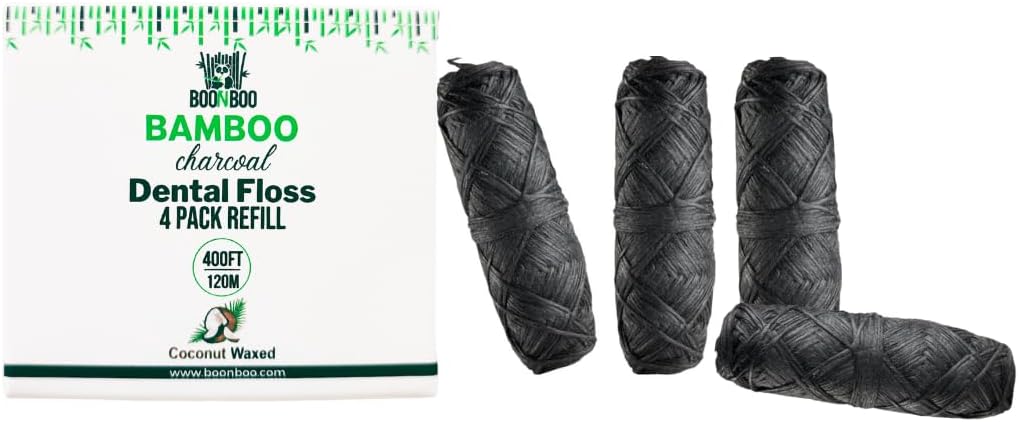Dental Floss Refill, Bamboo Charcoal Woven Thread, 4 Pieces, Coconut Dental Floss Refill, Bamboo Charcoal Woven Thread, 4 Pieces, Coconut