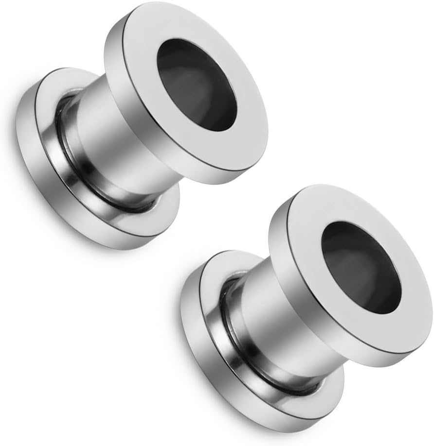10G 8G 6G 4G 2G 0G 00G F136 Titanium Ear Gauges Screw Fit Flesh Tunnels Plugs Earrings Hypoallergenic Implant Medical Grade Surgical Steel Earring Plugs Piercing Jewelry for Women Men