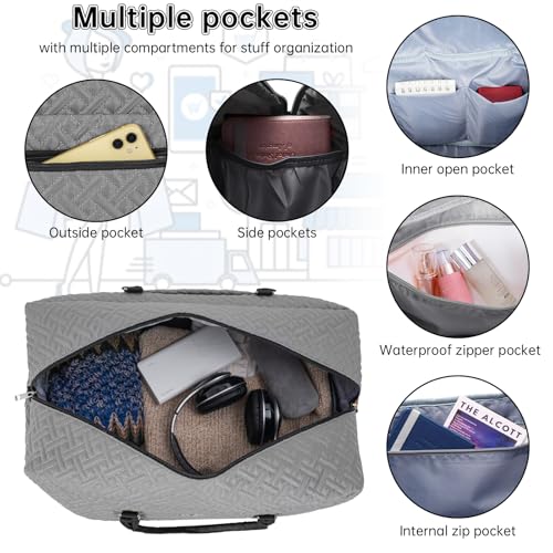 Weekender Bag for Women, 5 Pcs Set Carry on Overnight Bag, 23" Travel Duffel Bag with Waterproof Shoe Compartment3