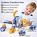 Construction Trucks Toy Dinosaur Vehicles Magnetic Set, 5-in-1 Educational STEM Building Car Kit, Transform to Big Robot, Holiday Present Birthday Gift for Toddler Kid 3 4 5 6 7 Year Old Boys Girls