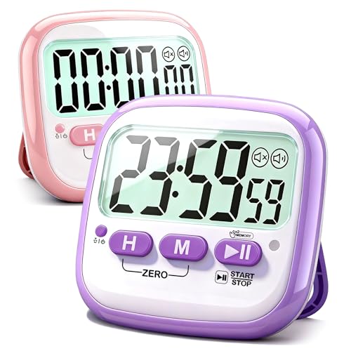 Antonki 2 Pack Classroom Timers for Kids Teachers, Magnetic Countdown Digital Kitchen Timer for Cooking, Study, Exercise, Games, Time Mangement - Loud/Silent Mode - Battery Included