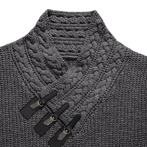 Men's Knitted Shawl Collar Sweater Long Sleeve Slim Fit Turtleneck Designer Mock Neck Pullover Sweater4