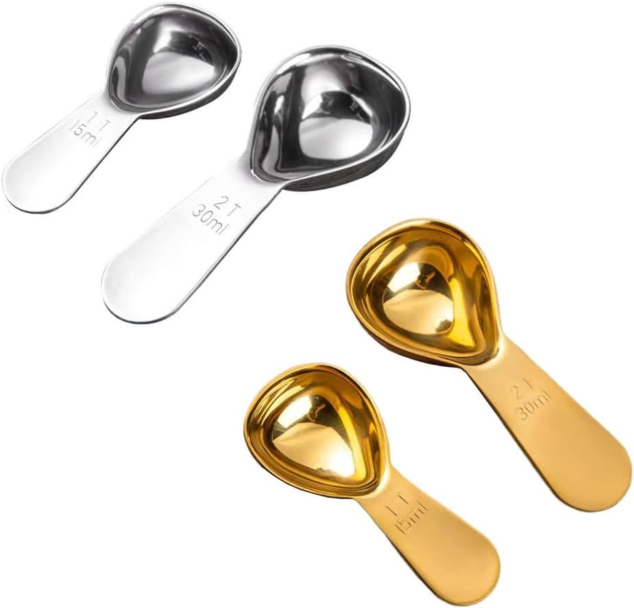 2Pcs Stainless Steel Coffee Scoops Measuring Spoon Short Handle Tablespoon for Coffee, Milk Powder, Fruit Powder