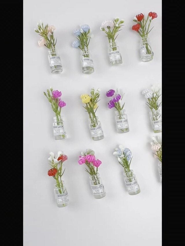 Set 8 mini floreros magnéticos luminosos de vidrio miniatura 7