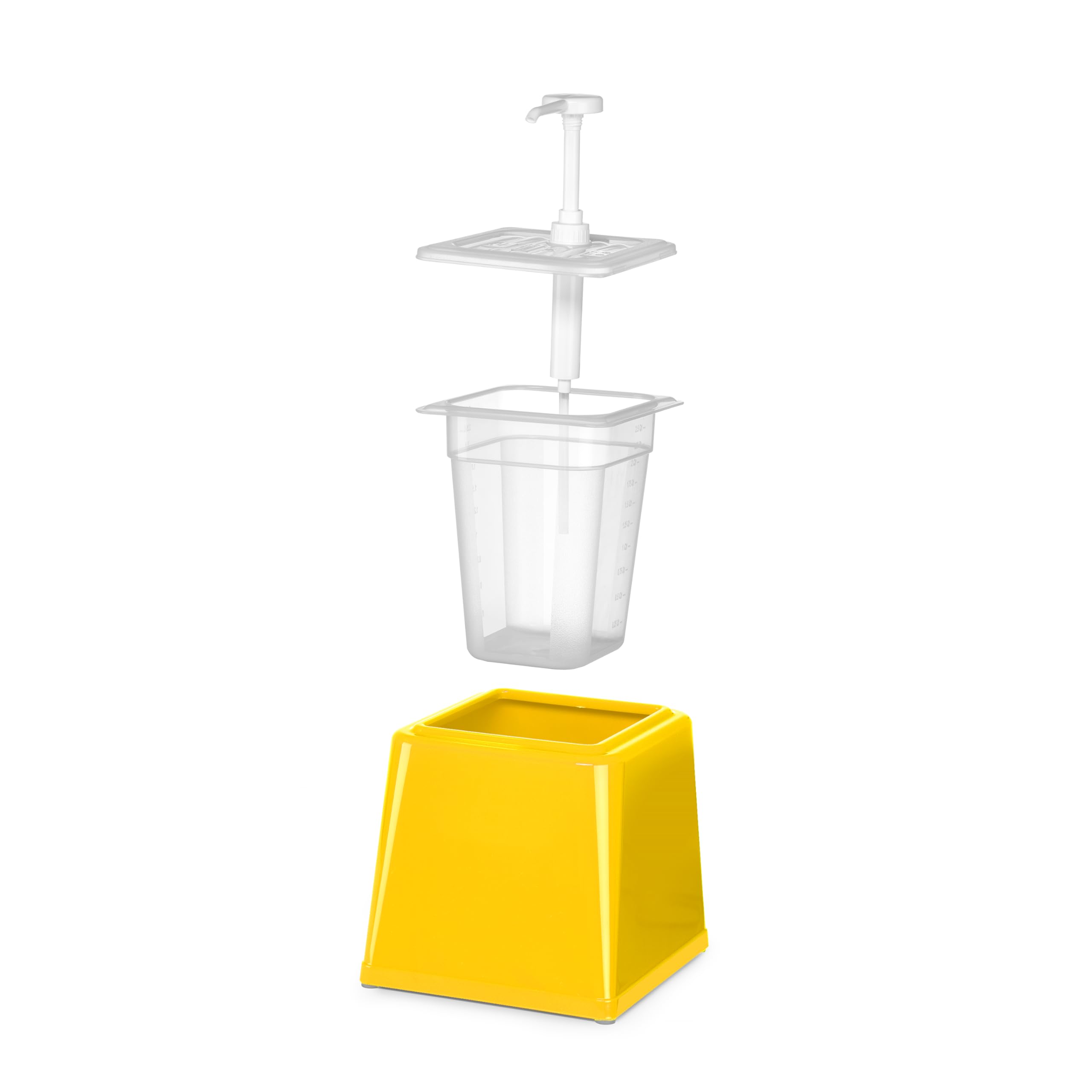 HENDI Distributeur de sauces avec pompe, distributeur de condiments, réutilisable, sans BPA, distributeur à pompe, capacité: 2.5 L, dosage: 20 ml, 230x210x(H)327mm, jaune, ABS, polypropylène