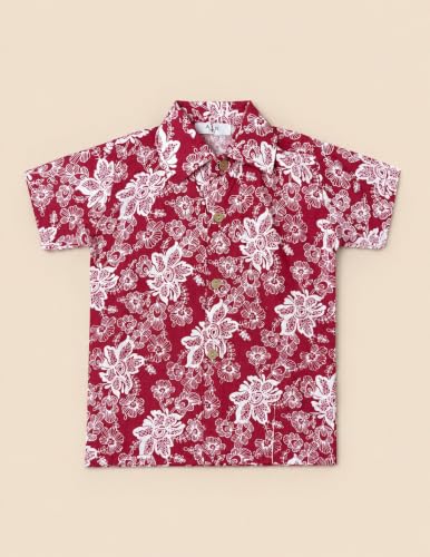Image of A.T.U.N. (ALL THINGS UBER NICE) Boys 100% Cotton Printed Shirt | Half Sleeve Smart Casual Shirt for Kids | Soft Breathable Button Placket Top