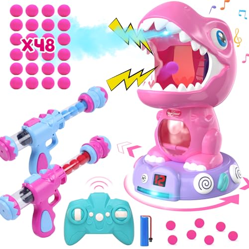 EagleStone Ferngesteuertes Dinosaurier-Schießspielzeug für Jungen und Mädchen, elektronisches bewegliches Schießspiel mit Sprühnebel, automatischer Punktevergabe, Licht und Geräuschen, für Kinder