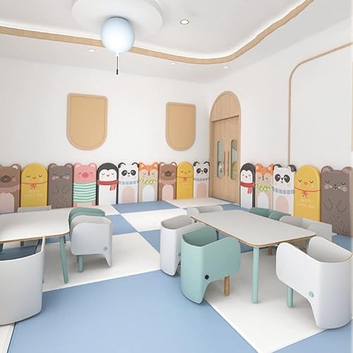 Miniatura 7 de Acolchado de pared de piel sintética autoadhesivo, paneles de pared 3D para habitación de niños, calcomanía extraíble con patrón de animales (color