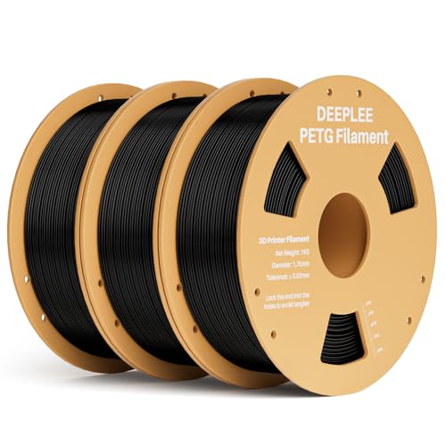 DEEPLEE PETG Filament Black 3KG, 3D Printer Filament Good Impact Resistance, Filament 3D Printing Materials Fit for Most