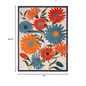 Nourison Aloha Indoor/Outdoor Multicolor 5'3" x 7'5" Area Rug, Easy Cleaning, Non Shedding, Bed Room, Living Room, Dining Room, Kitchen (5x7) Nourison Aloha IndoorOutdoor Multicolor 53 x 75 Area Rug Easy Cleaning Non Shedding Bed Room Living Room Dining Room Kitchen 5×7