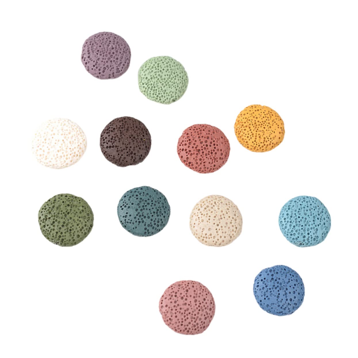 Operitacx 36pezzi Volcanic Stone Beads Round Pendants for Jewelry Making for Bracelets Earrings and Accessories Mixed Colors