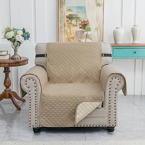 XINEAG Quilted Sofa Covers 1 Seater, Water Resistant Chair Covers for Dogs Pets Non Slip Sofa Slipcovers with Pockets - Image 2