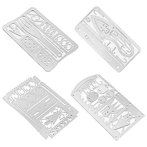 Lot de 4 cartes de survie multifonctions en acier inoxydable pour camping