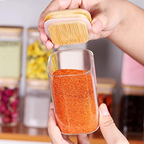 Image of 350ML Premium Glass Food Storage Jars with Airtight Bamboo Lid Set of 2 Storage jar Clear Glass For Serving Tea, Coffee, Flour, Sugar, Candy,Cookie,Spice (350 ML, Set of 2)