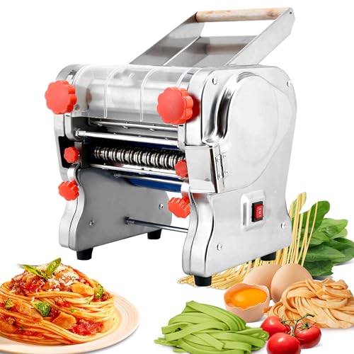 Commercial Electric Pasta Maker, Stainless Steel Noodle Making, 2-in-1 Heavy Duty Dough Roller Pressing Machine,RollerWidth18cm-KnifeWidth3/9mm