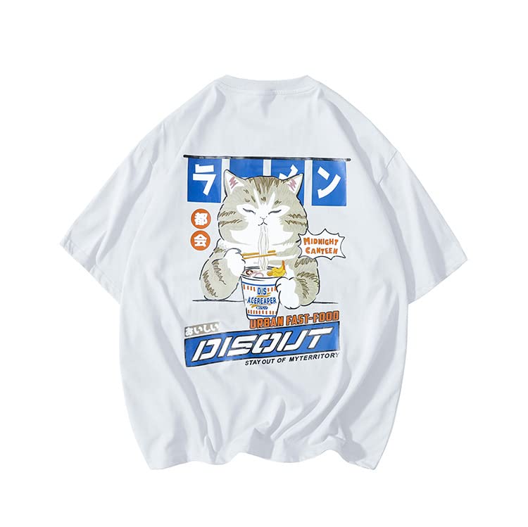 Men's Cutecore Cat Cartoon Oversized T-Shirt Print Pullover Streetwear Preppy Short Sleeve Sweatshirt Alt Techwear4