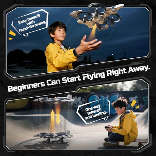 DEERC HT15 Dual-Mode RC Drone for Kids, Air & Land Mini Drone Helicopter Toy, Under 100g No License Needed, with 2 Batteries 14 Mins Flight Time, Altitude Hold, Headless Mode, 3 Speed Levels, 360° Flip, Indoor/Outdoor Beginner Gift - Image 5