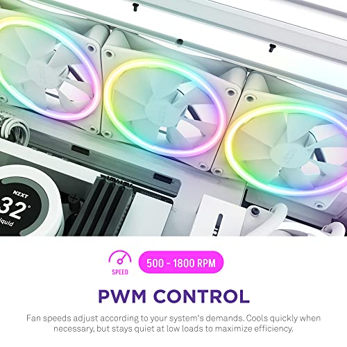 Image of NZXT F120 RGB Duo - 120mm Dual-Sided RGB PC Case Fan - White | 120mm dual-sided RGB fan with 20 addressable LEDs. Balanced airflow and static pressure, CAM-synced lighting.