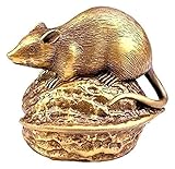 WQQLQX Statue Ratte Statue Sternzeichen Dekoration Dekoration Kunst Skulptur Kreative Walnuss Ratte Home Dekoration Handwerk Tierdekoration Bronzeskulptur Figuren Figuren Skulpturen