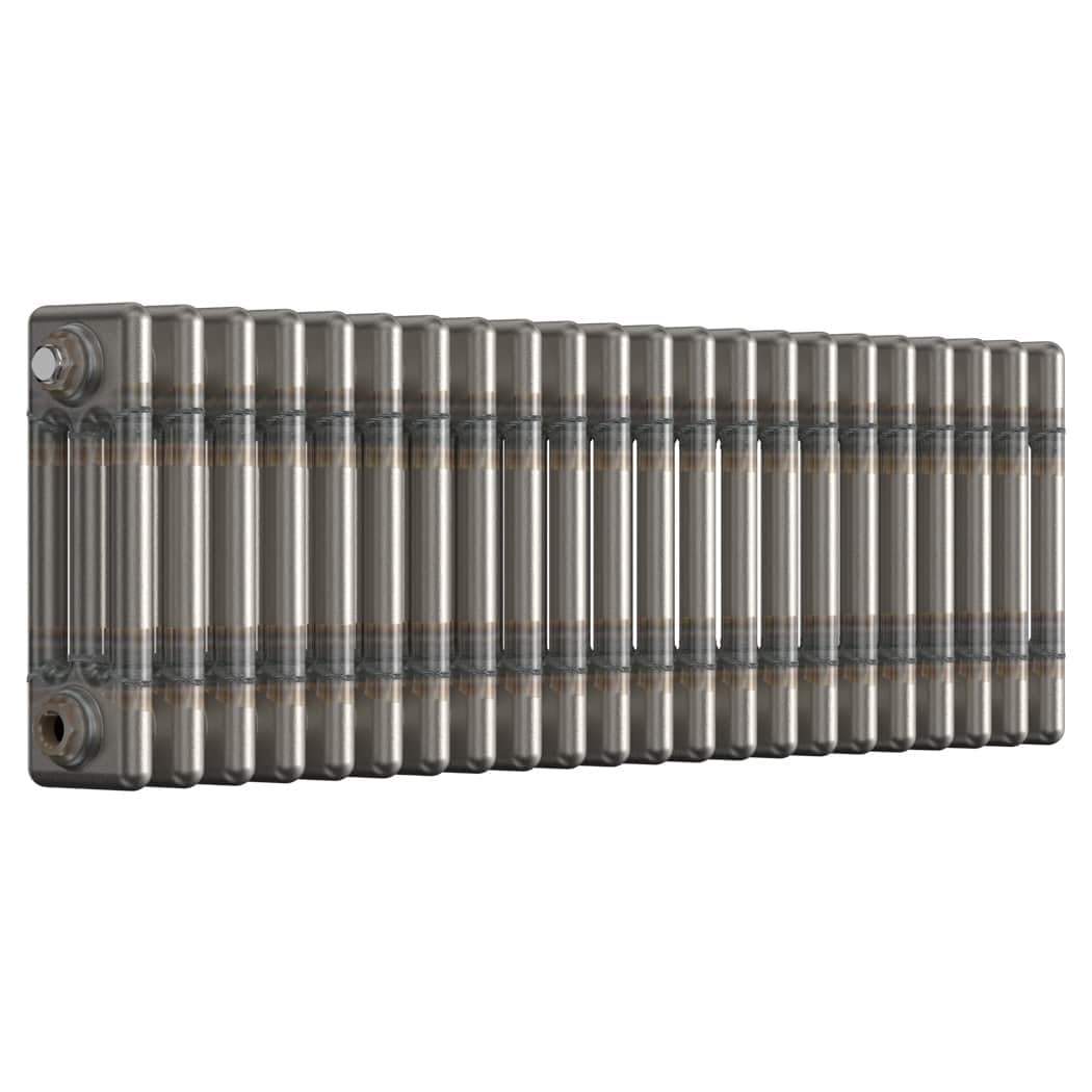Lux Heat Bare Metal Lacquer Horizontal 3 Column Traditional Radiator 300mm (H) x 1010mm (W)
