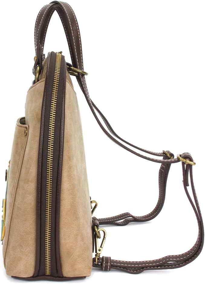 CHALA Group Handbags Multi-Color Convertible Mini Backpack Purse (870) (OWL Taupe)
