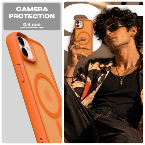 Image of Pikkme Back Cover for iPhone 11 | Mag-Safe Compatible | Smoke Frosted Transparent Matte Finish | Hard PC + Soft TPU | Shockproof | Raised Camera Protection Bumper Case (Orange Smoke Mag-Safe)