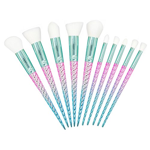 COLOR CLEANER Unicorn Kabuki Makeup Brushes Set Professional Make Up Colorful Rainbow Cosmetics Kit Vegan Cruelty Free Synthetic Foundation Powder Liquid Cream Contour Blush Highlight Blend Face White