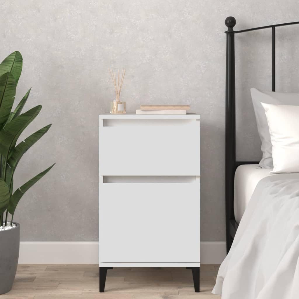 Zeitloser Nachttisch aus Holzwerkstoff mit Stauraum und Wandhalterung – Elegantes Design für Schlafzimmer und Wohnraum, Feuchtigkeitsbeständig & Stabile Aufbewahrung