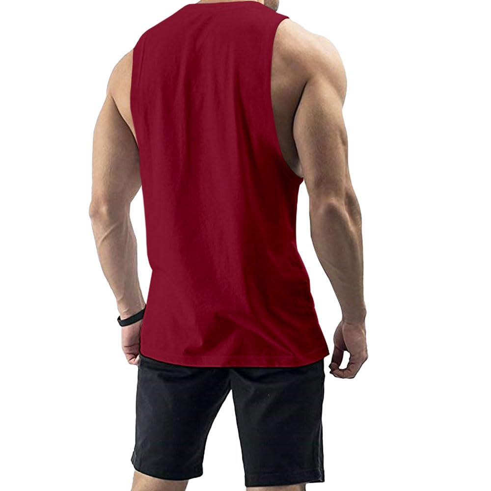 InleaderStyle Men's Workout Tank Tops Cotton Gym Muscle Sleeveless T-Shirts Bodybuilding Fitness Athletic Tank Tops - WNRD-M