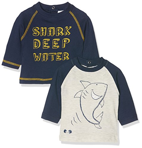 Twins Niklas, Maglia Manica Lunga Bimbo, pacco da 2 0-24, Multicolore (Blu/Grigio), 56