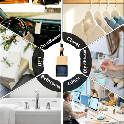 Difusor de ambientador de coche de vidrio negro de 30 piezas, frascos de perfume con fragancia de aceite esencial vacíos para coche, adornos colgantes para decoración del coche - imagen 4