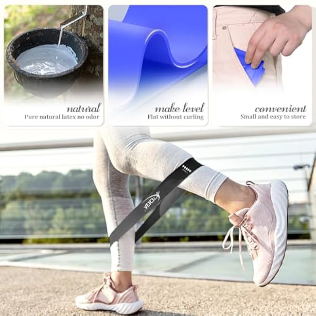 VEICK Resistance Loop Exercise Bands, Elastic Workout Bands for Men Women, Set of 5 Different Resistance Levels Stretch Band for Home Fitness Stretching Strength Training Physical Therap