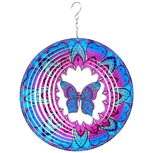 Guyode Scacciapensieri da Appendere, 30 cm Girandole, 3D Metallo Scultura a Vento per decorazione di interni ed esterni Wind Spin per Ambienti, Finestra, Giardino (Farfalla)