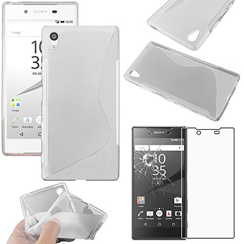 ebestStar   Funda Compatible con Sony Xperia Z5, Z5 Dual Carcasa Gel Silicona S línea, S Line Case Cover, Transparente + Cristal Templado Protector Pantalla