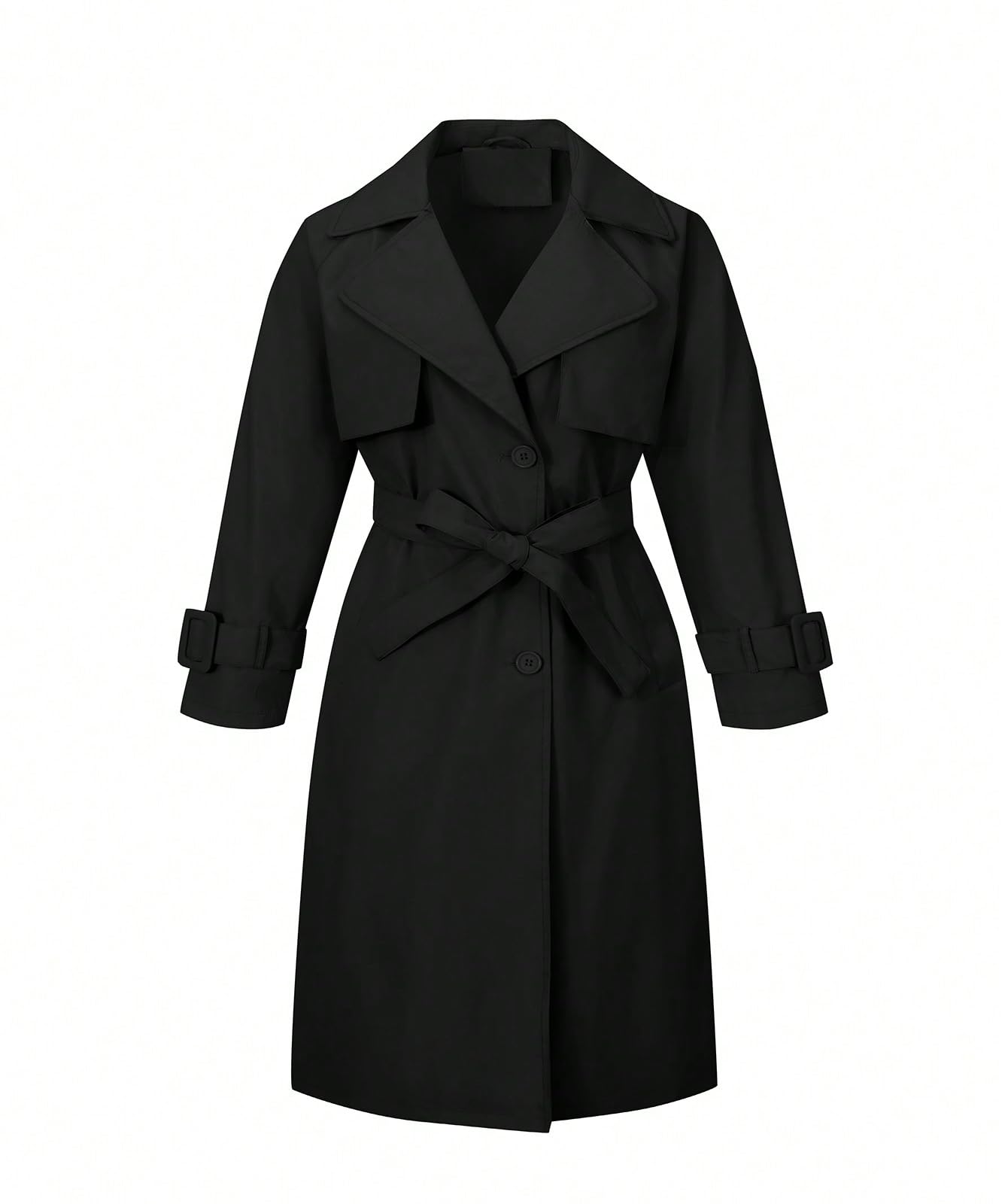 Bellivera Women's Classic Long Windproof Trench Coat With Belted Waist