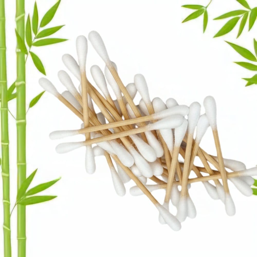 Cotton Buds, Pure Cotton Tips, Strong Bamboo Sticks, Untouched by Hands, GMP Certified, 1 Pack-picture-13