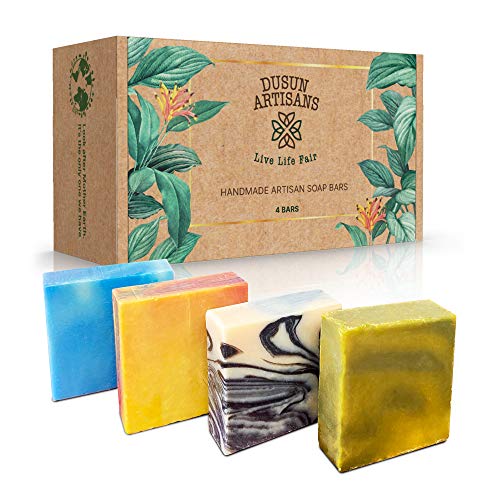 Handmade Vegan Bar Soap for Men & Women | Cold Processed Bar Soap | Made in USA | 4 Pack Scented Hand & Body Soap Bar I Gentle Plant Based Family Bath Soap Bar Sets I Eco Friendly