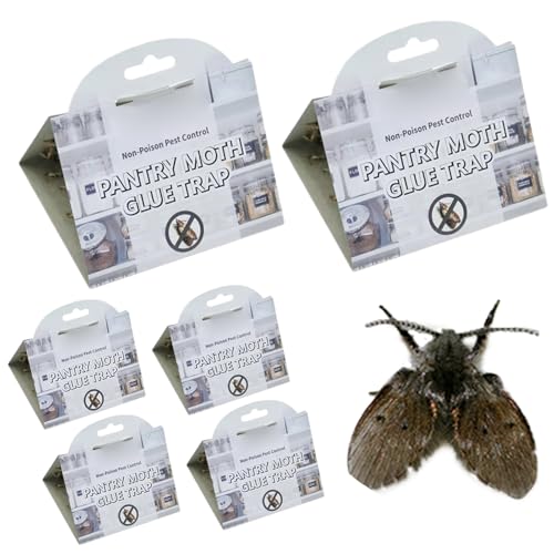 Tuwlopyu フェロモンプライムを使用したパントリーの蛾捕り | キッチン用蚊取り 6 個 - 環境に優しいハエキャッチャー、粘着性のある屋内ハエトラップ、安全な衣類の防虫剤、衣類、家、クローゼット用の効果的なパントリーの防虫剤