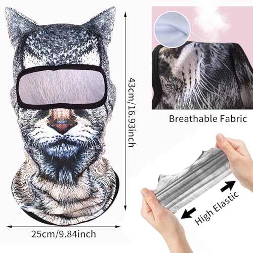 Image of 3D Cat Ski Balaclava Sheisty Face Mask with Ears Cute Animal Ski Mask Suitable for Music Festivals Raves Party Activities