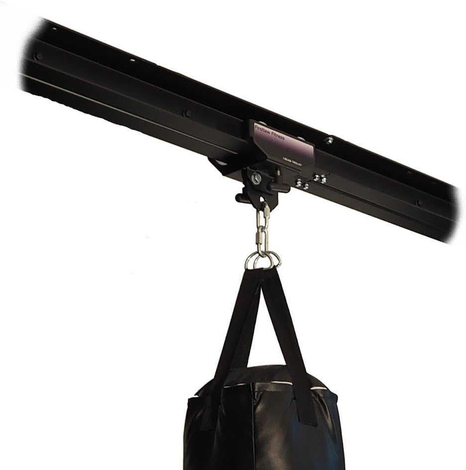 Firstlaw Fitness I-Beam Rolling Mount for Punching Bag & 8 Feet Rail Combo - Black Rolling Mount - Made in The USA