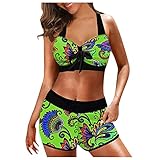 Tamaño: bañador de copa A, bañador de mujer sin tirantes, bañador para mujer, bañador para el sol, bañador para mujer con hombros descubiertos, bañador para mujer con volantes, traje de baño para mujer, talla XXXL, corte de un hombro, bañador para mujer copa E, bañador de rayas de puntos, sexy, push up, color marrón y blanco, traje de baño gótico, tanga y turquesa