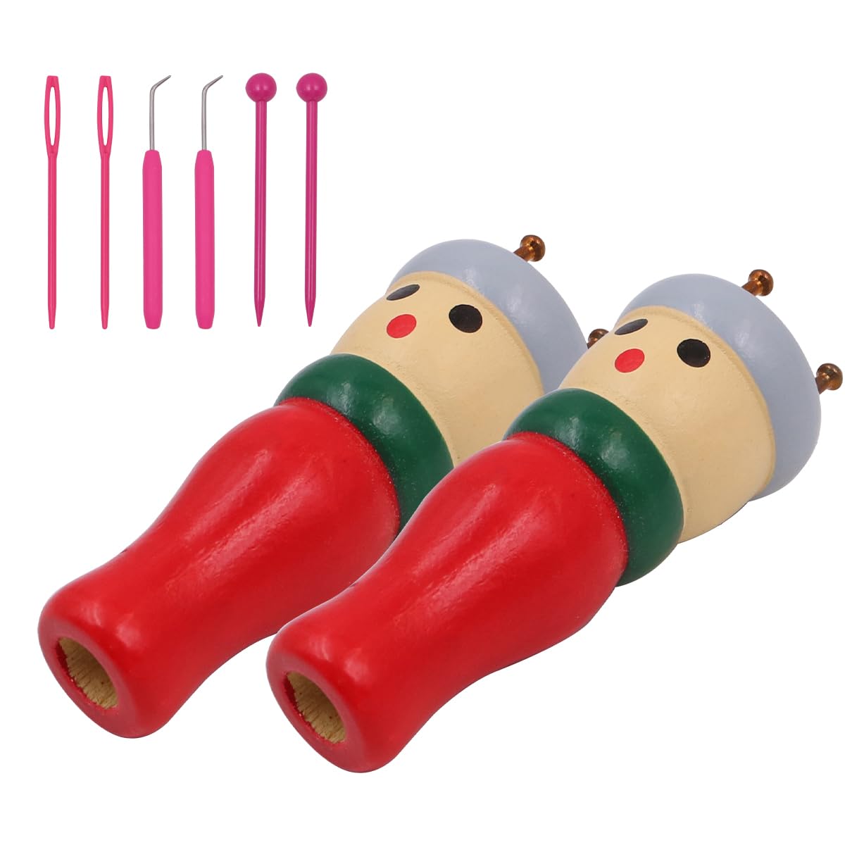 Kit Tricot En Bois Pour Débutants - 2 Poupées à Tricoter Avec Aiguilles - Fabrique Bracelets, écharpes, Décos - Enfants Et Adultes